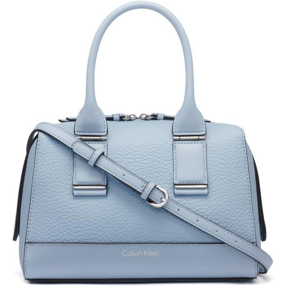 Vegan Leather Satchel Women’s Crossbody Bag Dusty Blue Quick Organizer